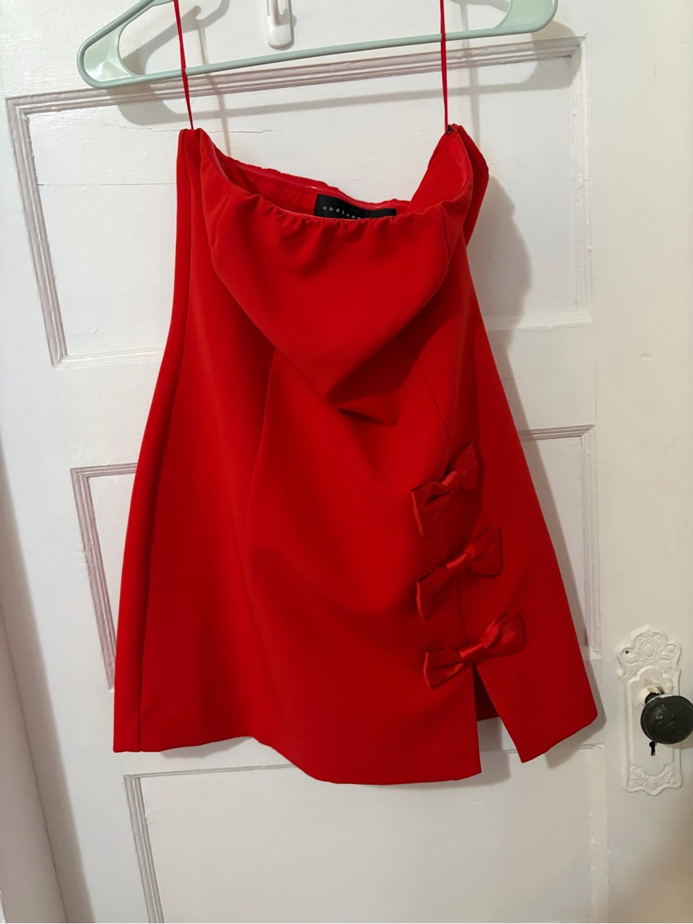 Red Bow-Accent mini dress